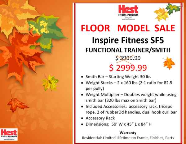 Hest Fitness Products Corpus Christi TX Floor Model sale for Inspire SF5